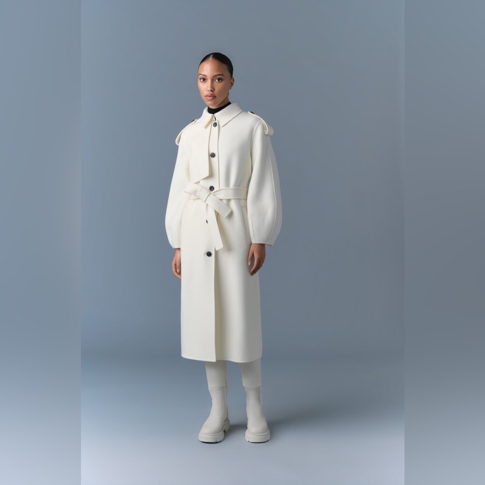 NWOT- Mackage Ceyla Cream Wool Trench Coat with Sash Belt